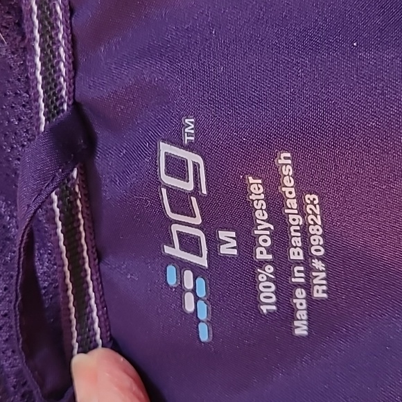 BCG lined jacket, coat, hood, purple, black and white, elastic cuffs, med - Picture 7 of 9